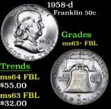 1958-d . . Franklin Half Dollar 50c Grades Select Unc+ FBL