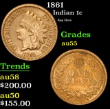 1861 Key Date . Indian Cent 1c Grades Choice AU