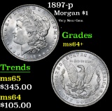 1897-p Very Near Gem . Morgan Dollar $1 Grades Choice+ Unc