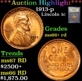 1913-p . . Lincoln Cent 1c Grades Gem+ Unc RD