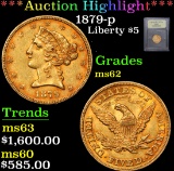***Auction Highlight*** 1879-p . . Gold Liberty Half Eagle $5 Graded Select Unc By USCG (fc)