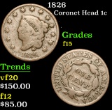 1826 . . Coronet Head Large Cent 1c Grades f+