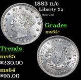 1883 n/c Near Gem . Liberty Nickel 5c Grades Choice+ Unc
