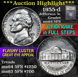 ***Auction Highlight*** 1955-d Jefferson Nickel 5c Graded Choice Unc 5fs by USCG (fc)