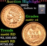 ***Auction Highlight*** 1905 . . Indian Cent 1c Graded Gem+ Unc RD By USCG (fc)