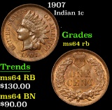 1907 . . Indian Cent 1c Grades GEM Unc RB