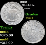1883 Filled 8's . Shield Nickel 5c Grades Choice Unc