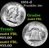 1951-d . . Franklin Half Dollar 50c Grades Choice Unc FBL