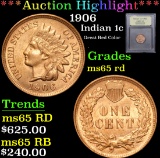 ***Auction Highlight*** 1906 Great Red Color . Indian Cent 1c Graded GEM Unc RD By USCG (fc)