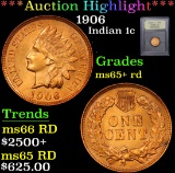 ***Auction Highlight*** 1906 . . Indian Cent 1c Graded GEM++ RD By USCG (fc)
