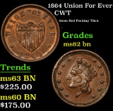 1864 Union For Ever Some Red Peeking Thru . Civil War Token 1c Grades Select Unc BN