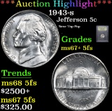 ***Auction Highlight*** 1943-s Near Top Pop . Jefferson Nickel 5c Graded GEM++ 5fs By USCG (fc)