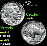 1937-p . . Buffalo Nickel 5c Grades Choice Unc