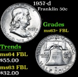 1957-d . . Franklin Half Dollar 50c Grades Select Unc+ FBL