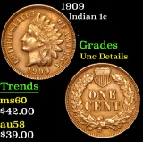 1909 . . Indian Cent 1c Grades Unc Details