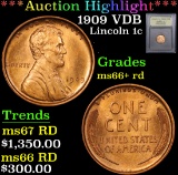 1909 VDB . . Lincoln Cent 1c Grades GEM+ Unc RD