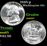 1945-p . . Washington Quarter 25c Grades Choice+ Unc