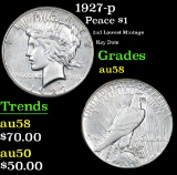 1927-p 2nd Lowest Mintage Key Date Peace Dollar $1 Grades Choice AU/BU Slider