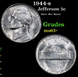 1944-s Silver War Nickel . Jefferson Nickel 5c Grades Select+ Unc