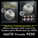 2002-p Olympic Salt Lake Unc Modern Commem Dollar $1 Graded ms70, Perfection by USCG