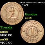 (1863) Knickerbocker Currency . . Civil War Token 1c Grades Choice AU/BU Slider