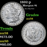 1892-p Semi Key Date . Morgan Dollar $1 Grades Choice AU/BU Slider