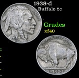 1938-d . . Buffalo Nickel 5c Grades xf