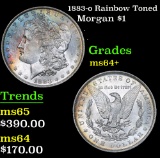 1883-o Rainbow Toned . . Morgan Dollar $1 Grades Choice+ Unc