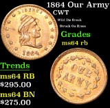 1864 Our Army Wild Die Break Struck On Brass Civil War Token 1c Grades Choice Unc RB
