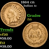 1864 cn . . Indian Cent 1c Grades f+