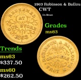 1863 Robinson & Ballou On Brass . Civil War Token 1c Grades Select Unc