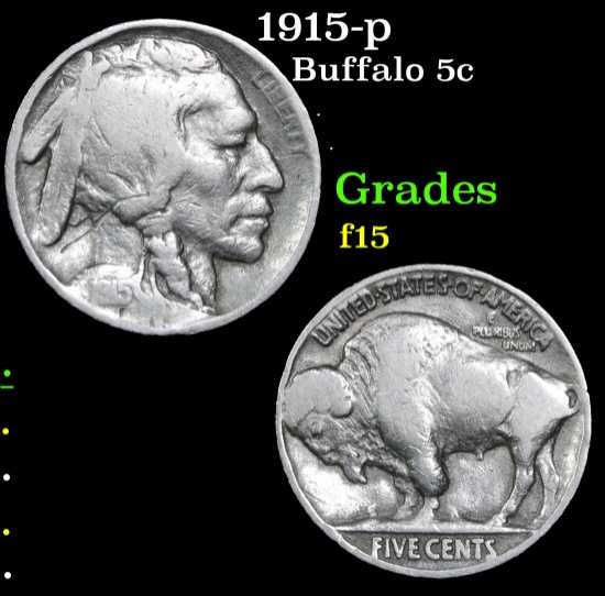 1915-p Buffalo Nickel 5c Grades f+