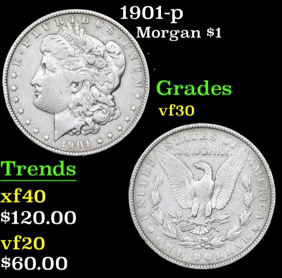 1901-p Morgan Dollar $1 Grades vf++