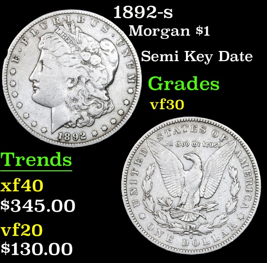 1892-s Morgan Dollar $1 Grades vf++