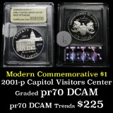 2001-p Capitol Visitor Center Modern Commem Dollar $1 Graded GEM++ Proof Deep Cameo By USCG