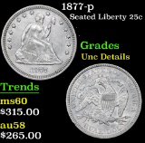 1877-p Seated Liberty Quarter 25c Grades Unc Details