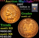 ***Auction Highlight*** 1907 Indian Cent 1c Graded GEM Unc RD By USCG (fc)