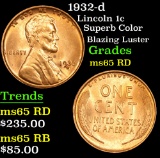1932-d Lincoln Cent 1c Grades GEM Unc RD