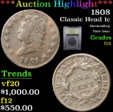 ***Auction Highlight*** 1808 Classic Head Large Cent 1c Graded f+ By USCG (fc)