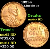 1931-s Lincoln Cent 1c Grades Choice+ Unc RD