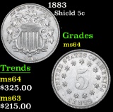 1883 Shield Nickel 5c Grades Choice Unc