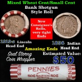 Mixed small cents 1c orig shotgun roll, 1919-s Wheat Cent, 1896 Indian Cent other end