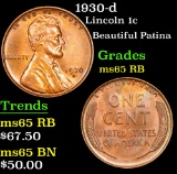 1930-d Lincoln Cent 1c Grades GEM Unc RB