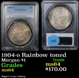 PCGS 1904-o Rainbow toned Morgan Dollar $1 Graded Choice Unc By PCGS