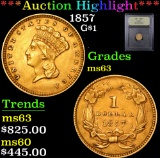 ***Auction Highlight*** 1857 Gold Dollar 1 Graded Select Unc By USCG (fc)