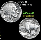 1920-p Buffalo Nickel 5c Grades vf details