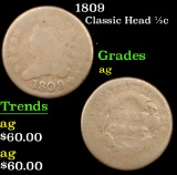 1809 Classic Head half cent 1/2c Grades ag