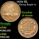 1858 SL Flying Eagle Cent 1c Grades xf details