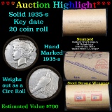 ***Auction Highlight*** Full solid date 1935-s Peace silver dollar roll, 20 coins   (fc)
