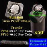 Proof 1984-s Roosevelt Dime 10c roll, 50 pieces (fc)
